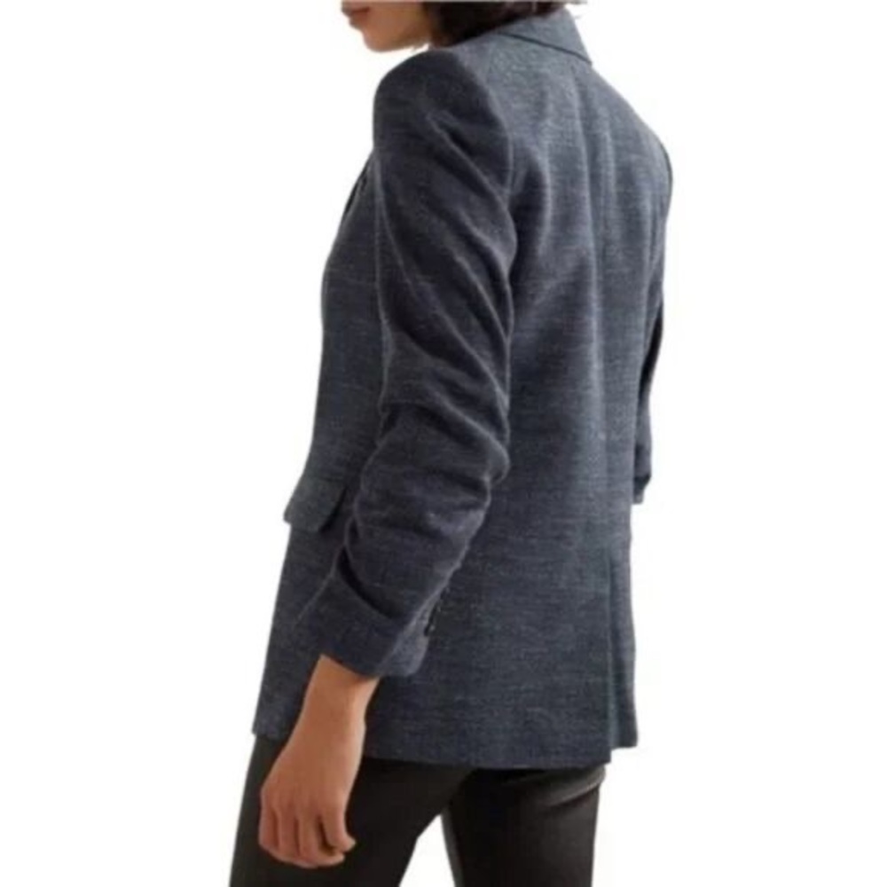 NWT Veronica Beard Martel Herringbone Dickey Navy Blue Wool Blazer